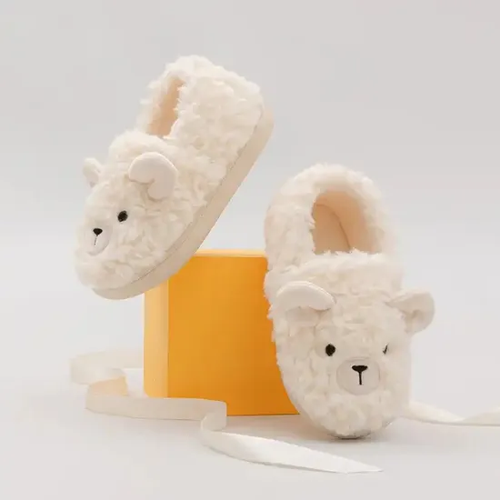Warm Soft Sole Sheep Indoor Plush Animal Shaped Kids Lady Slippers Shoes