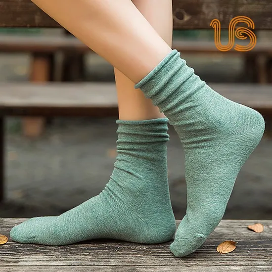 Women 100% Comb Cotton Solid Color Casual Sock Fashion Lady Sock