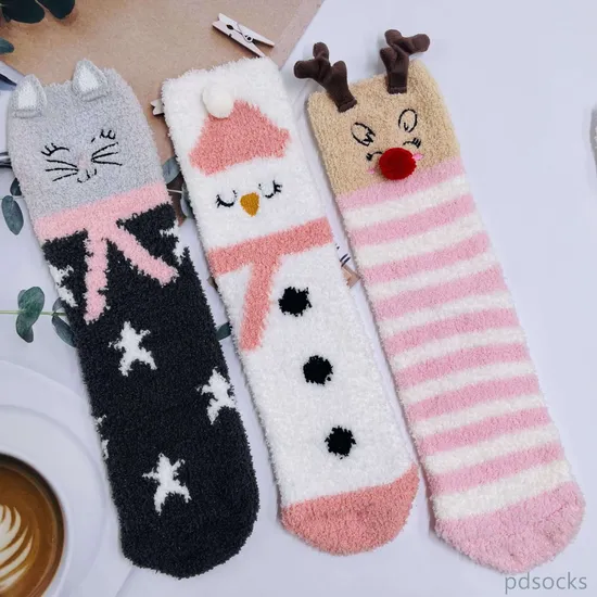 Wholesale Microfiber Fleece Cartoon 3D Gift Socks Soft Home Sock