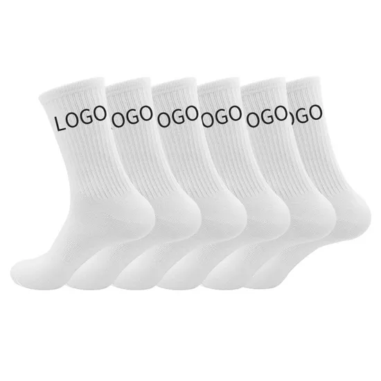 Solid Color Casual Cotton Socks Unisex MID Calf Shock Absorbing Athletic Socks Customizable with Logo.