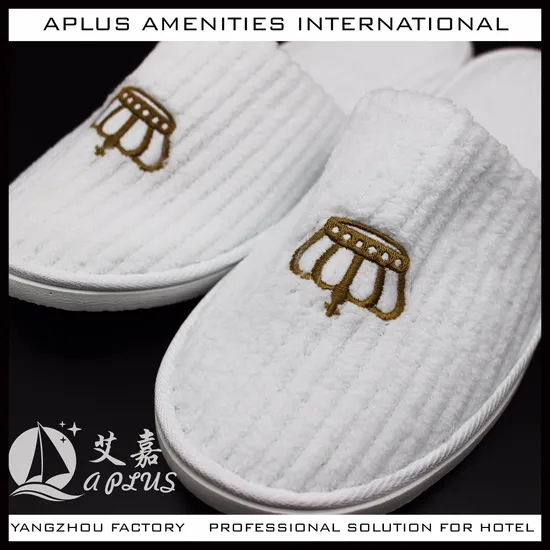 White Strip Coral Fleece Slipper