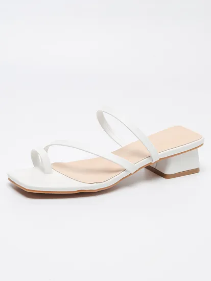 Wholesale New White Flat Summer PU Women′s High Heel Beach Sandals