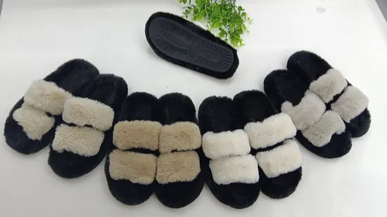 Fashionable Winter Women Plush Slippers Lady Warm Comfortable Non-Slip Indoor Shoes