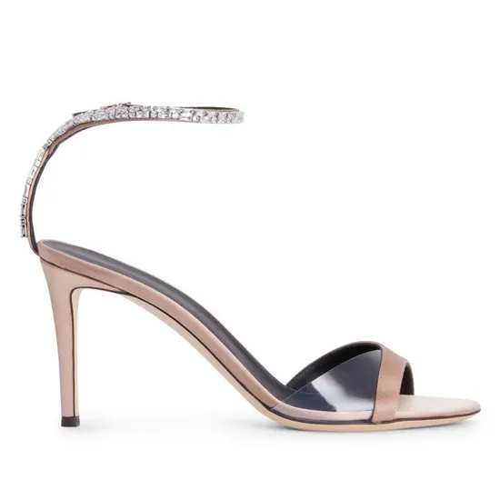 Luxury Diamond Rhinestone Crystal Shoes in Size 43 Satin Woman Sandals with Heels