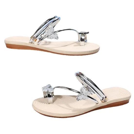 Summer Bling Beach Flat Gold Flip-Toe Flip-Flops