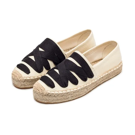 Handmade High Quality Customize Women Lace up Canvas Flats Spain Espadrilles