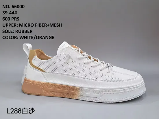 Men White/Orange Micro Fiber+Mesh Upper Rubber Sole Skate Shoes (66000)
