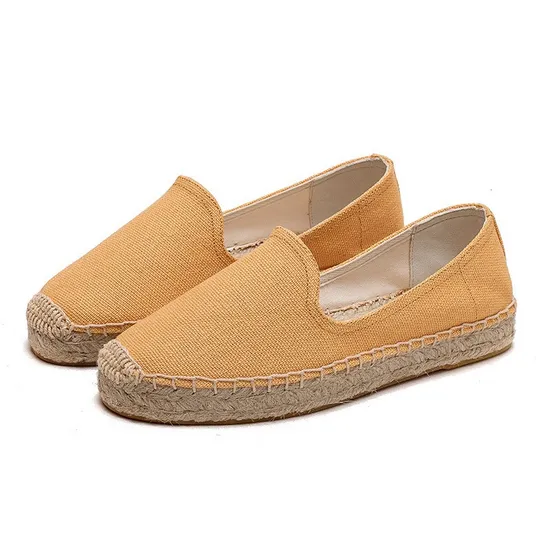 Wholesale Custom Logo Handmade High Quality Women Plaid Flat Espadrilles