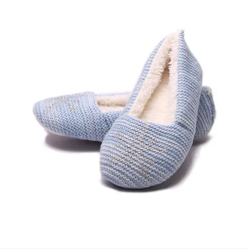Woolen Fabric Winter Warm Indoor Flat Slippers House Cotton Loafers