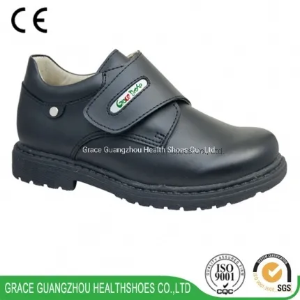 Black Semi Orthopedic School Shoe Good Posture Support Student Comfort Dress Shoe