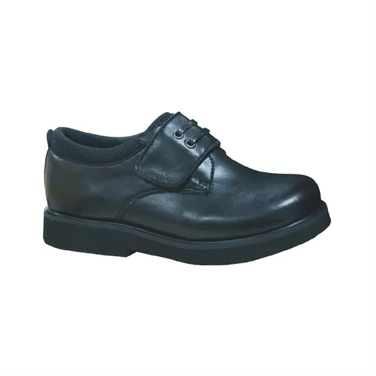 Black Leather Comfort School Shoes with Biomechanics Supportive for Better Step