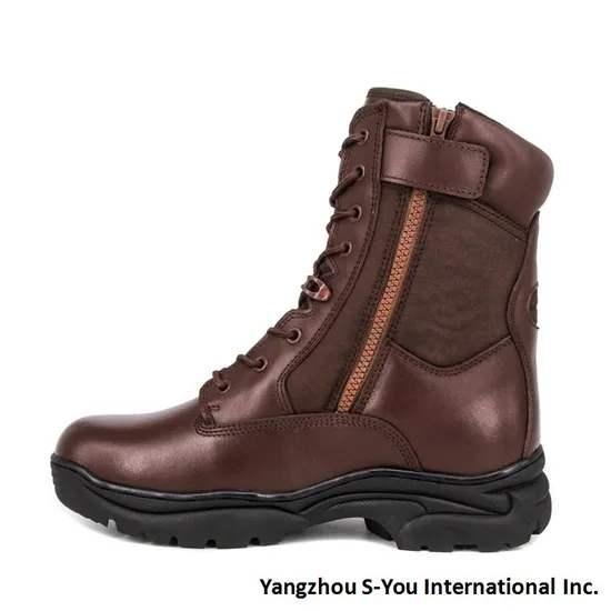 Full Leather Safety Combat Boot Lightweight Military Style Tactical Boots (black/brown)