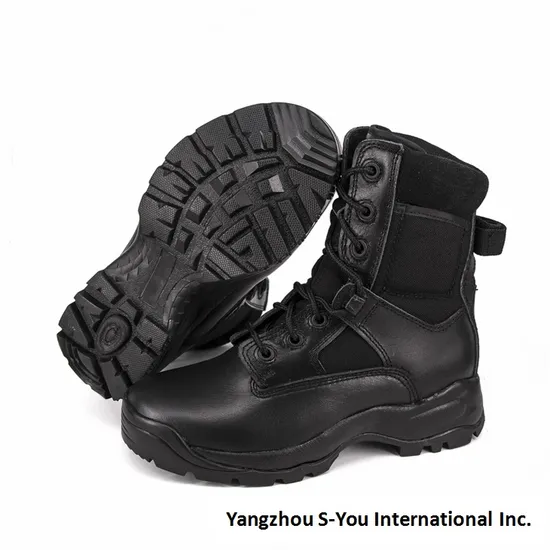 High Quality Genuine Leather Men Black Waterproof Military Style Boots