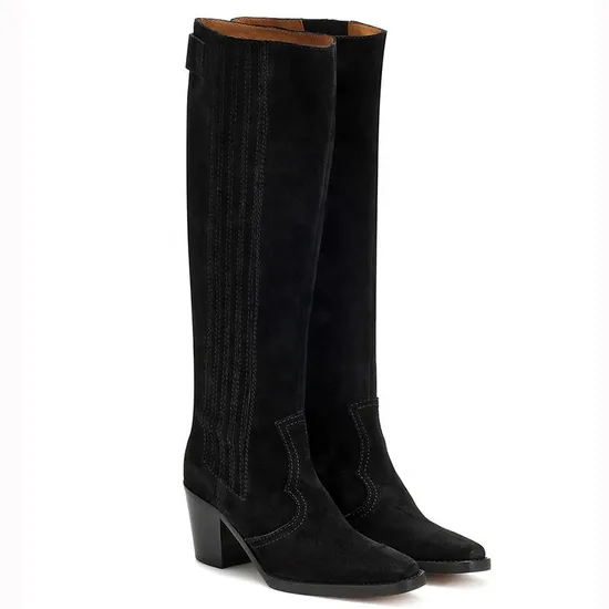 Texas Block Heel Cowboy Boots Women Knee High Western Boots