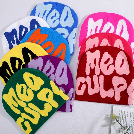 Wholesale Unisex All Over Print Winter Hat Cap Custom Logo Acrylic Knitted Cuffless Beanie Hats