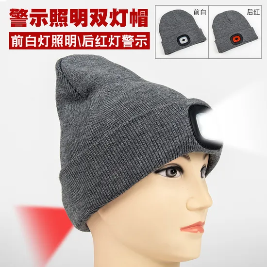 Multi-Function LED Lighting Knit Warm Hat, with Lamp Cap, Lamp Hat, Outdoor Alarm Hat