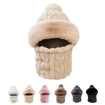 Windproof Hooded Knit Hats Neck Warmer
