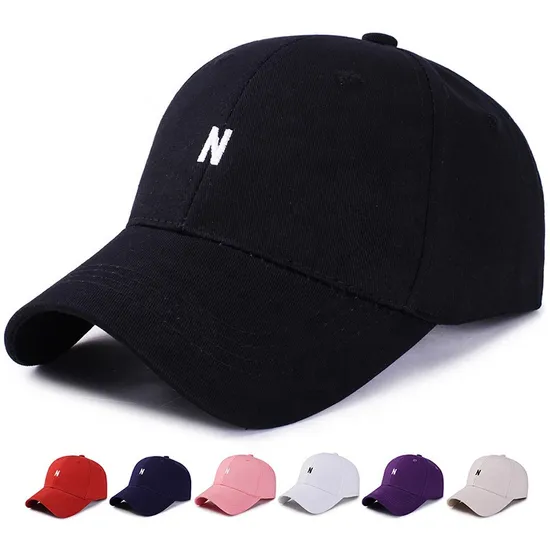 Adjustable Embroidered Letter N Plain Sports Baseball Caps