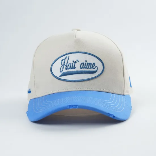 Custom Quality Embroidery Logo Curved Brim 5 Panel Structured Outdoor Cap
