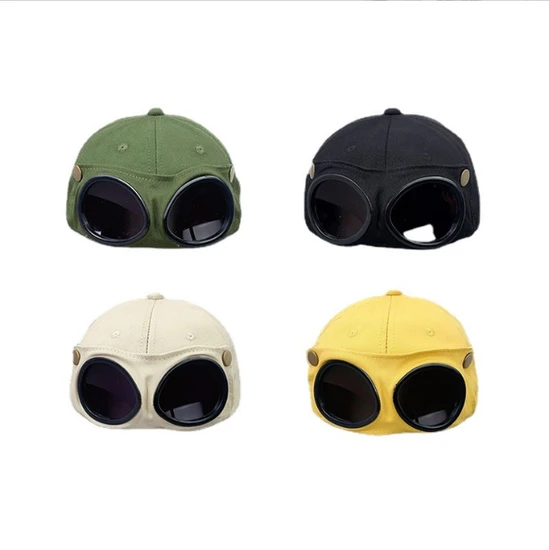 Unisex Retro Funny Casual Sun Aviator Baseball Caps with Glasses