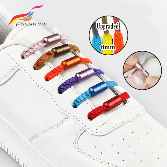 Eonshine 8mm Lazy Stretch Flat No Tie Metal Capsule Buckle Elastic Shoelaces