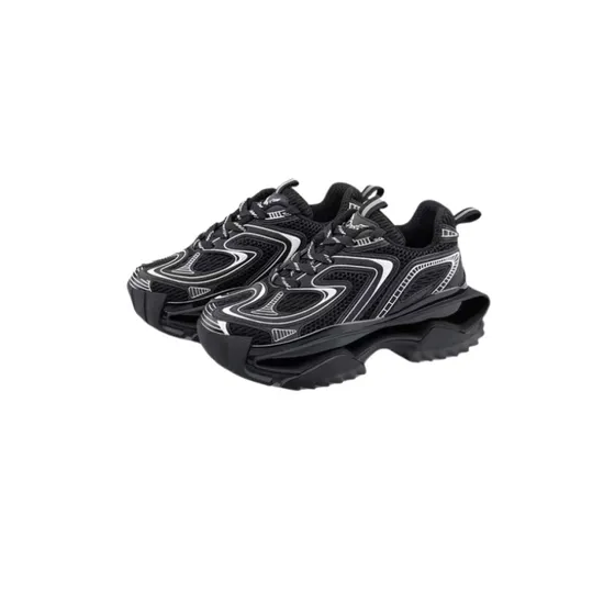 New Design Dark Night Black Reflective Hollow Bottom Running Sneakers for Men and Women Casual Shoes