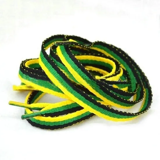 Jamaica Shoelaces Raggae Rasta Flat Padded Striped Shoelace