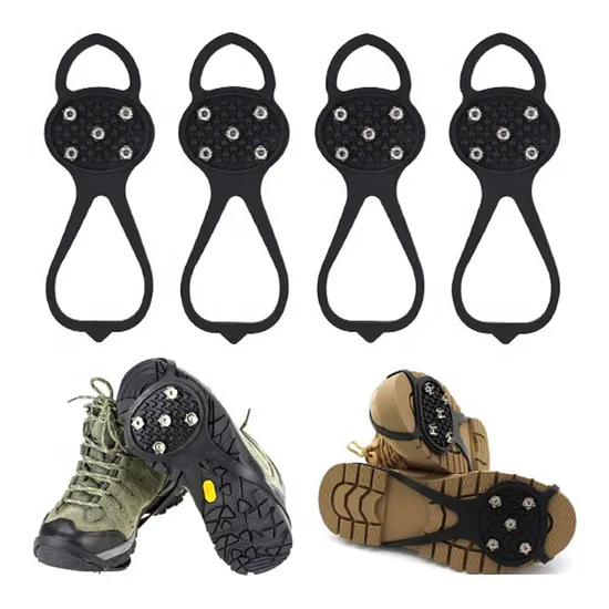 Non-Slip 2 Pairs Ice Grip Traction Cleats 10 Steel Cleats for Walking on Snow and Ice Wbb15336