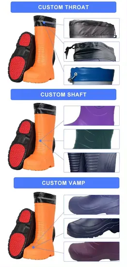 Orange Cold Non-Slip Resistant Toe Cap Waterproof Light Weight EVA Anti-Snow Rain Boots