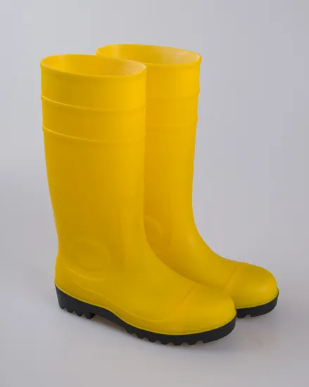 Yellow PVC Industrial Safety Gumboots Steel Toes