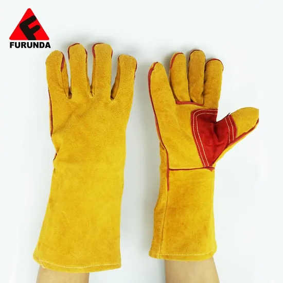 Split Cowhide Leather Safety Work Gloves for Welding BBQ Camping