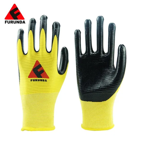 Custom Logo Polyester Nitrile Work Gloves Nitrile Palm Coated Safety Hand Gloves