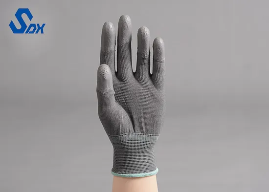 Guanti Da Lavoro Knitted Safety Black White PU Palm Fit Nylon Polyester Safety Work Gloves Guantes Anticortes