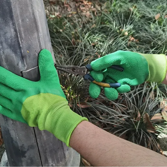 Green Latex Crinkle Palm Coated Luva De Seguranç a Antiderrapante Coleta Jardinagem Epi Garden Protective Construction Warehouse Work Glove