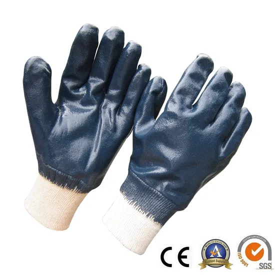 Fully Double Dipped Blue Nitrile Gloves Protective Safety Work Gloves