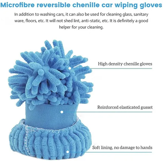 Microfiber Car Wash Glove Cleaning Chenille Glove Detailing Wash Microfiber Mitt Glove Car Wash Mitt