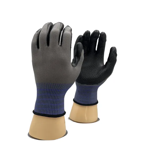 13G Polyester Liner Super Thin Wear Resistance Non Slip Nitrile Work Gloves