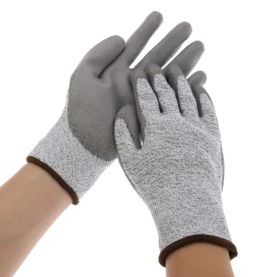 High Quality Hppe Level 5 Cut Resistance Safety Working Gloves with PU Palm