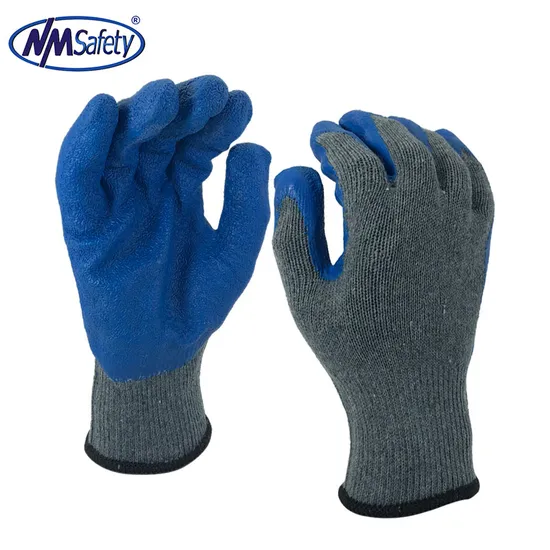 Nmsafety Cheap Wholesale Polyester Coated Crinkle Latex China Safety Working Gloves