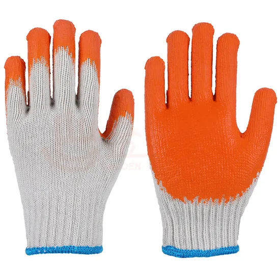 10 Gauge Wholesale Cheap Orange Latex Coated Guantes Knitted Cotton Hand Safety Working Gloves