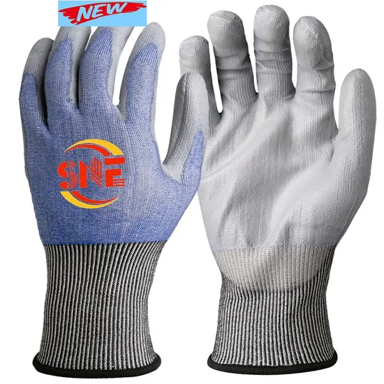 Anti-Cut Level 5 Protection Safety Work Cut Resistant Gloves with PU Coated Palm