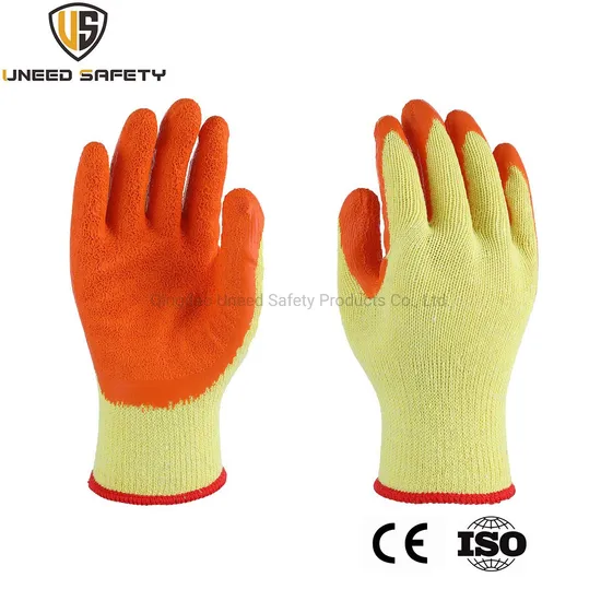 10g Working Satety Crinkle Latex Coated Gloves - Yellow/Orange with Cheap Price  Provided by  China Factory