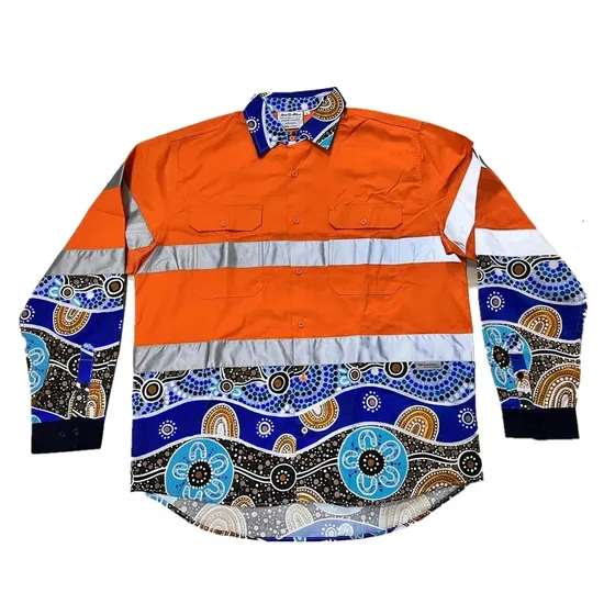 Wholesale Custom Fashion Design Safety Digital Printed Hi Vis Long Sleeve Work Shirts Made in China