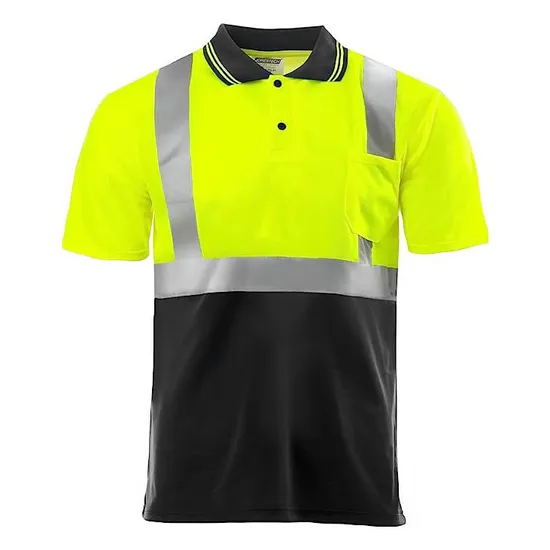 Reflective High Visibility Safety Workwear Breathable Quick Dry Polyester Short Sleeve Men Polo Shirt ANSI/Isea 107-2020 Class 3 Buttons Shirt Collar