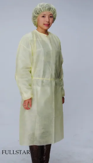 Disposable AAMI Level 2 PP+PE 40GSM, Laminated, Yellow, Heatseal Gown