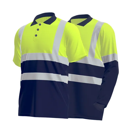 100% Polyester Fluorescent Green Reflective T Shirt Roadway Night Clothing Hi Vis Work Polo Shirts