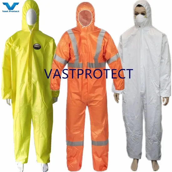 Factory CE Cat 3 III Type 4/5/6 Safety Protective PPE SMS Microporous Disposable Coverall