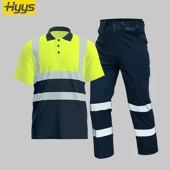 High Visibility Polo Shirts Reflective Strips Construction Safety Work T Shirt Pants
