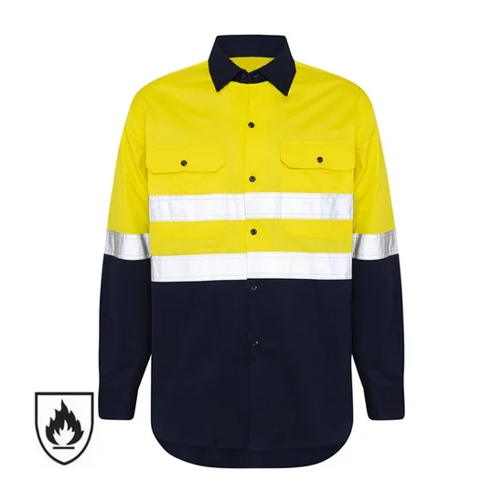 Customize Australia 100% Cotton Arc Flame Retardant Hi Vis Reflective Safety Work Shirt
