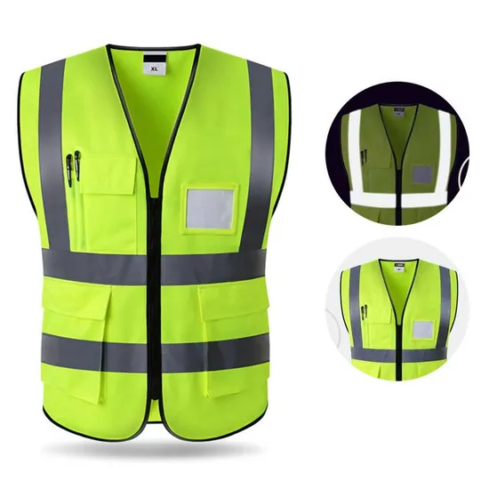 Hi Vis Reflective Waistcoat Night Glowing Fluorescent Vest with Pocket